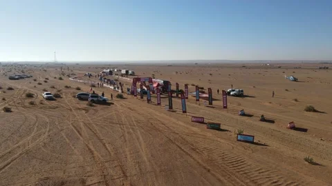 An aerial view of the start of Stage 5, Dakar Rally 2022 Stock Footage 169155703