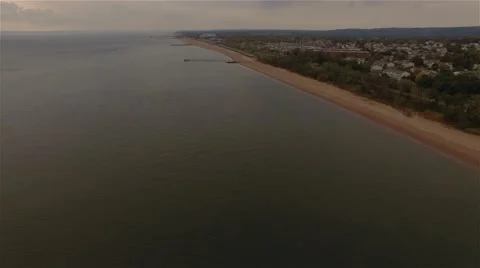 Aerial view of Staten Island. Camera moving forward along the shore. Video stock 58570578