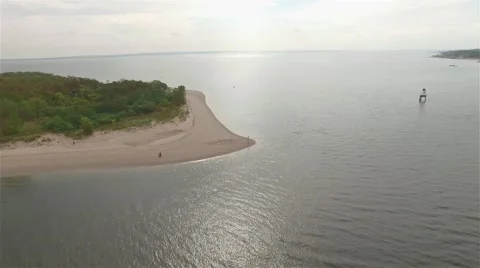 Aerial view of Staten Island. Camera moving over Crooke's Point, land seen. Stock Footage 58570677