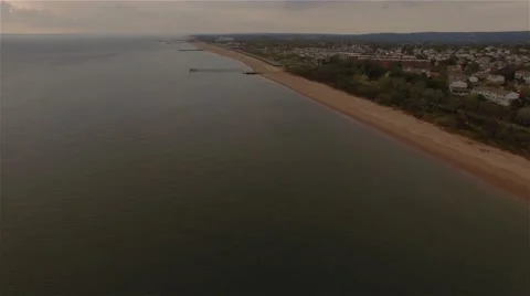 Aerial view of Staten Island. Camera moving forward along the shore. Stock Footage 58570800