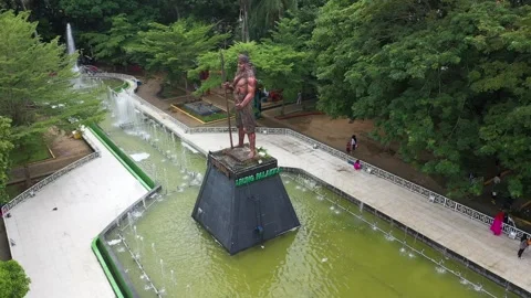 Aerial View of the Statue of the Royal Bone Hero Arung Palakka, Indonesia Stock Footage 244728308
