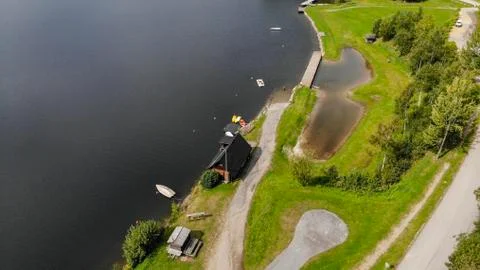 Aerial view of Stausee Soboth Stock Photos
