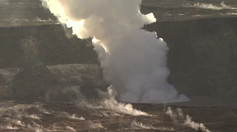 Aerial View Of Steam Cloud Rising From A Volcanic Crater 스톡 동영상 19290606