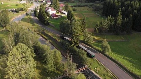 Aerial view of steam train Stock Footage 115111935