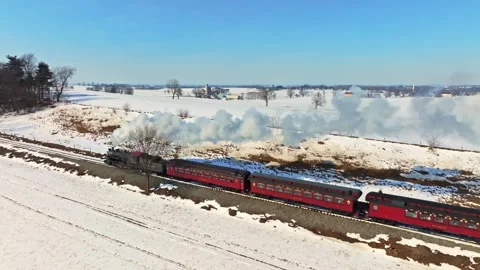 Aerial view of steam train in Paradise, United States. Stock-Footage 341976060