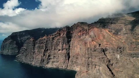 Aerial view of steep sea cliffs in Los Gigantes Tenerife 스톡 동영상 331075924