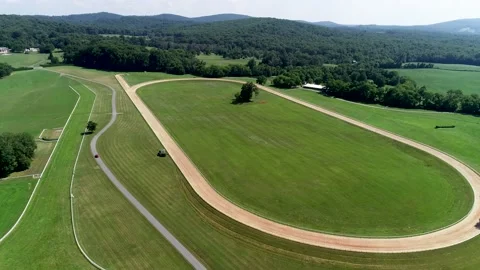 Aerial View of The Steeplechase Track in front of Montpelier Stock Footage 134992645