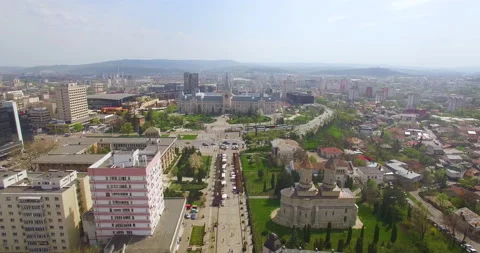 Aerial view of Stefan cel mare si sfant boulevard Iasi Romania Stock Footage 130567311
