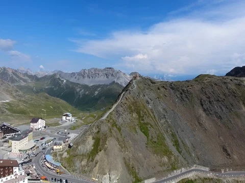 Aerial view - Stelvio Pass Stock Footage 77947822