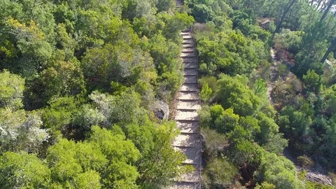 Aerial View on the Steps Leading to a Steep Hill Stock Footage 82402947