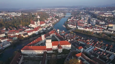 Aerial view of Steyr, Austria Stock Footage 295427646