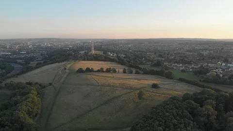 Aerial view of Stoke Park Bristol Stock Footage