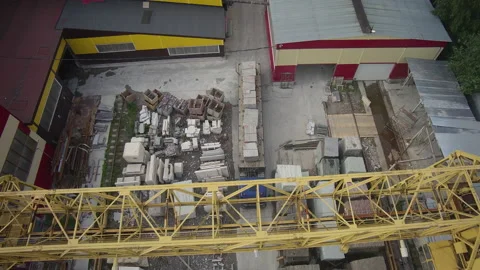 Aerial view of stone blocks at warehouse Stockbeeldmateriaal 101909822