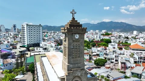Aerial view of Stone cathedral. Stock Footage 297822552