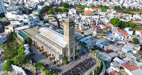 Aerial view of Stone cathedral. Stock Footage 297822934