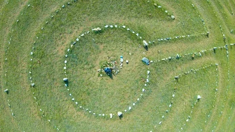 Aerial view of stone circles Stock Footage 110779335