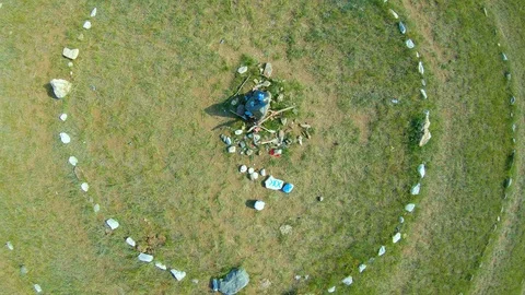 Aerial view of stone circles Stock Footage 110780556