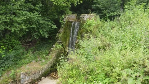 Aerial view of stone forest waterfall Stock Footage 337470560