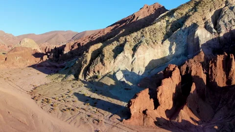 Aerial view of Stone formation in Rainbow valley ,Valle del Arcoiris, at the Stock Footage 158564422