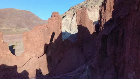 Aerial view of Stone formation in Rainbow valley ,Valle del Arcoiris, at the Stock Footage 158565375