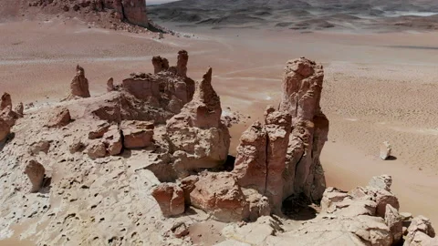 Aerial view of Stone formation in Salar De Tara, Atacama Desert, Chile. Stock Footage 157531313