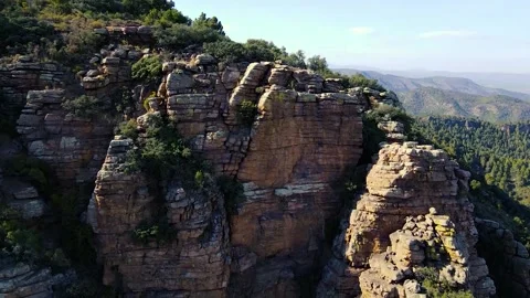 Aerial view of stone mountain range Stock Footage 241245899