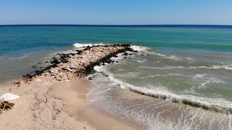 Aerial view of stone pier Video stock 93376023