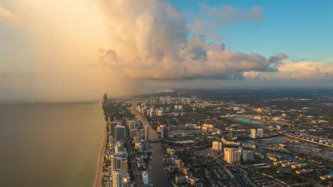 Aerial view of the storm rolling over Hollywood time-lapse Stock Footage 219590245