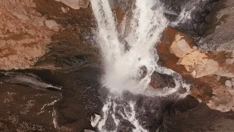 Aerial View. The stream flowing in the mountains. Pure mountain water Stock Footage 73143074