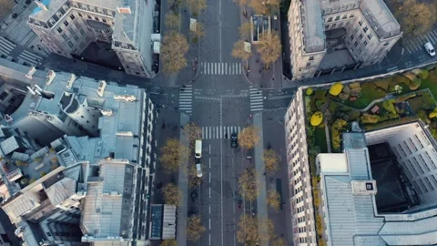 Aerial view of a street intersection in Paris, France. Stock Footage 345081972