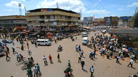 Aerial view on the street scene in the Kampala, Uganda. Stock Footage
