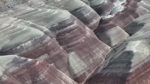 Aerial view of striated rock formations, United States. Stock Footage 325572754
