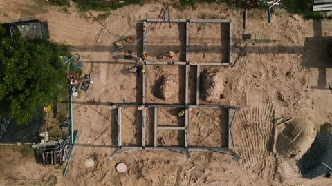 Aerial view structure beam in project house. Stock Footage 158793871