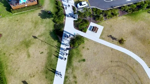 Aerial View of Students Walking on Campus Path in Surfers Paradise Stock-Footage 342488520