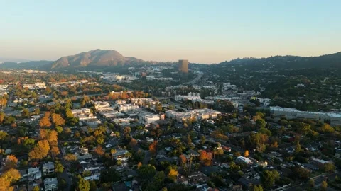 Aerial View of Studio City and Universal City, Los Angeles, California Stock Footage 338031445