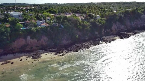 Aerial view of the stunning cliffs at Pipa Beach, Rio Grande do Norte. Video stock 314401751