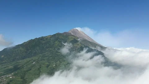 Aerial view of stunning Merapi volcano in Indonesia. Stock Footage 287985668