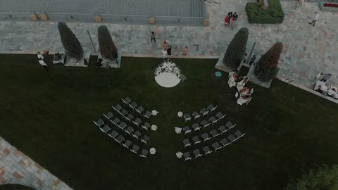 Aerial view. Stylish wedding decor. Video stock 127721389