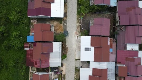 Aerial view of subsidized housing development in South Kalimantan Stock Footage 285589883