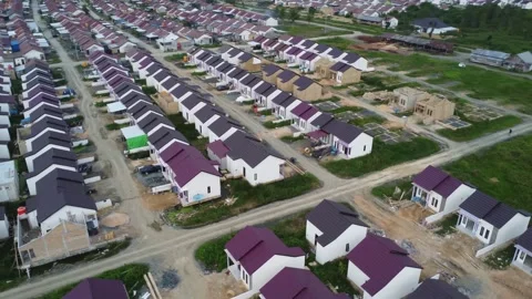 Aerial view of subsidized housing loan from the government (KPR) Stock Footage 244964532