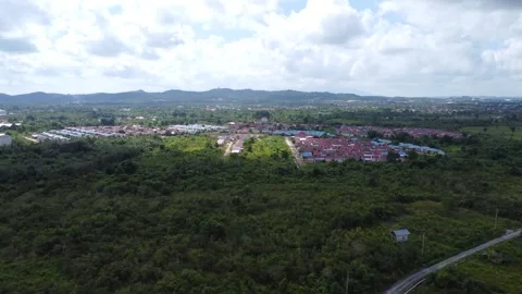 Aerial view of subsidized housing which is neatly arranged on very large land Stock Footage 279564549