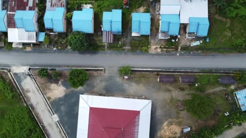 Aerial view of subsidized housing which is neatly arranged on very large land Stock Footage 279566840