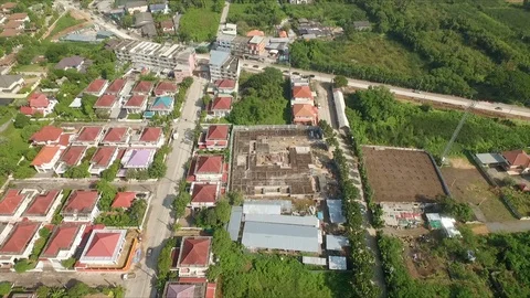 Aerial view of suburb Stock Footage 118142025