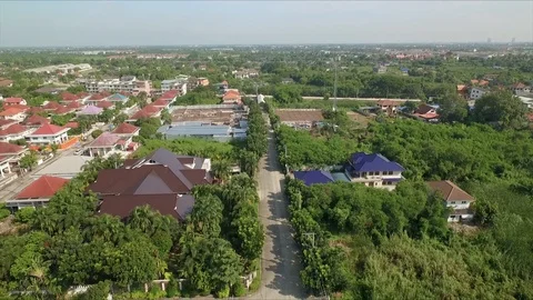 Aerial view of suburb Stock Footage 118142041