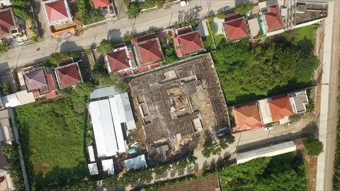 Aerial view of suburb Stock Footage 118142048