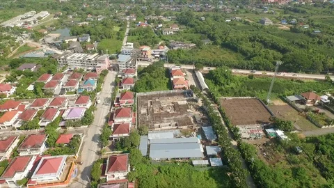 Aerial view of suburb Stock Footage 118142079