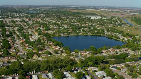 Aerial view of suburb near Fort Lauderdale, Florida Stock Footage