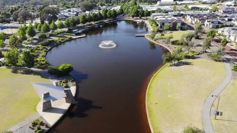 Aerial View of Suburb Park Stock Footage 138412062