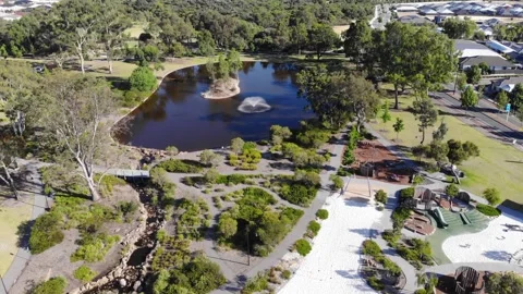 Aerial View of Suburb Park Stock Footage 138412938