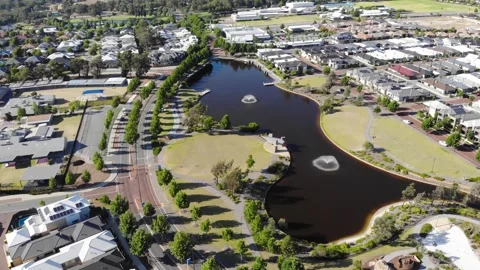 Aerial View of Suburb Park Stock Footage 138575213